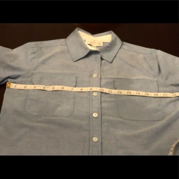 Anthropologie Corey Lynn Calter Cotton Long Sleeve Blue Shirt Dress 2 - Picture 11 of 13